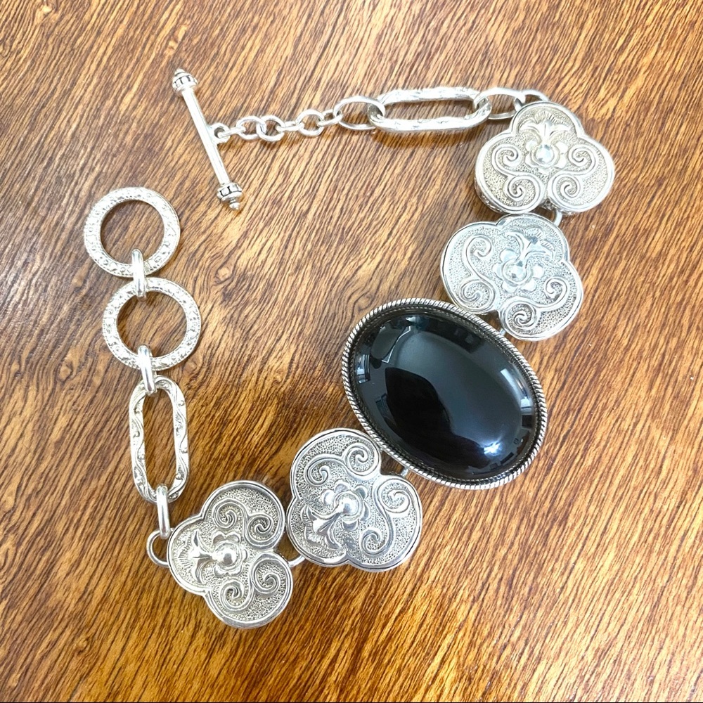 Sterling Silver Agate Statement Bracelet - image 8